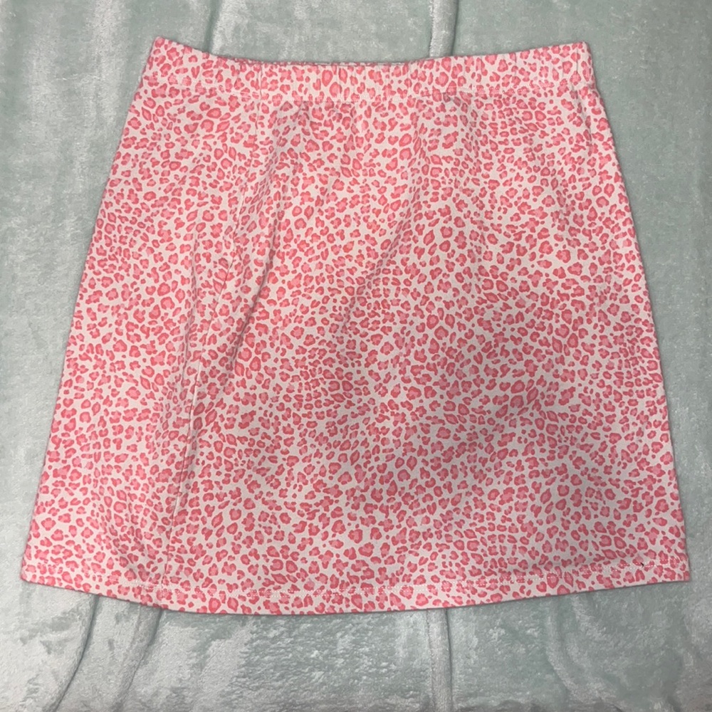 Brandy Melville pink leopard print mini skirt